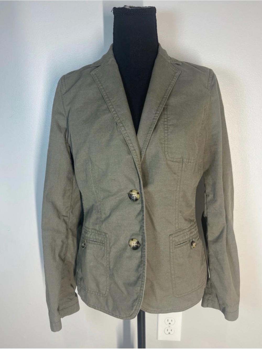 Talbots Olive Utility Cotton Blazer
